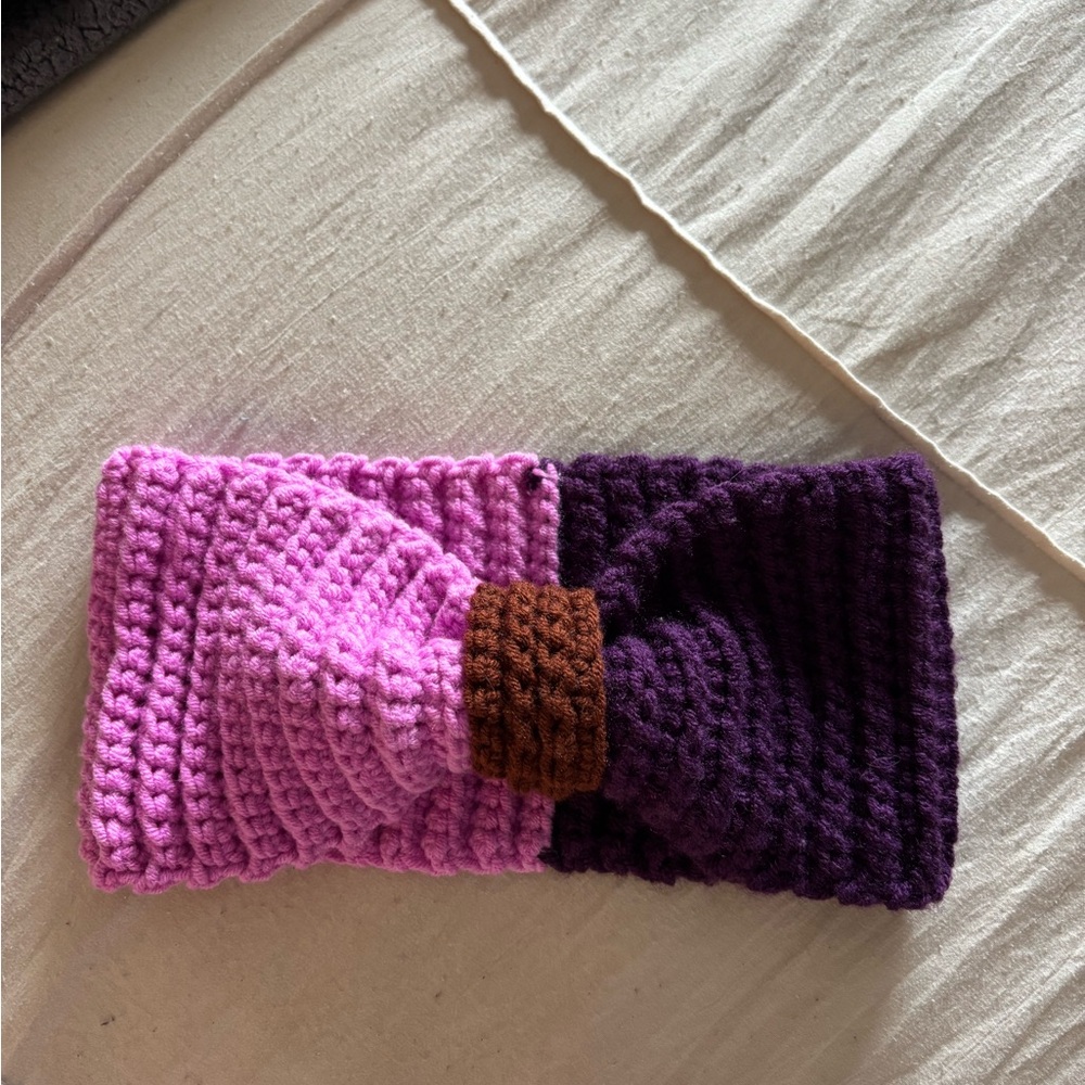 Pink and Purple Knitted Headband